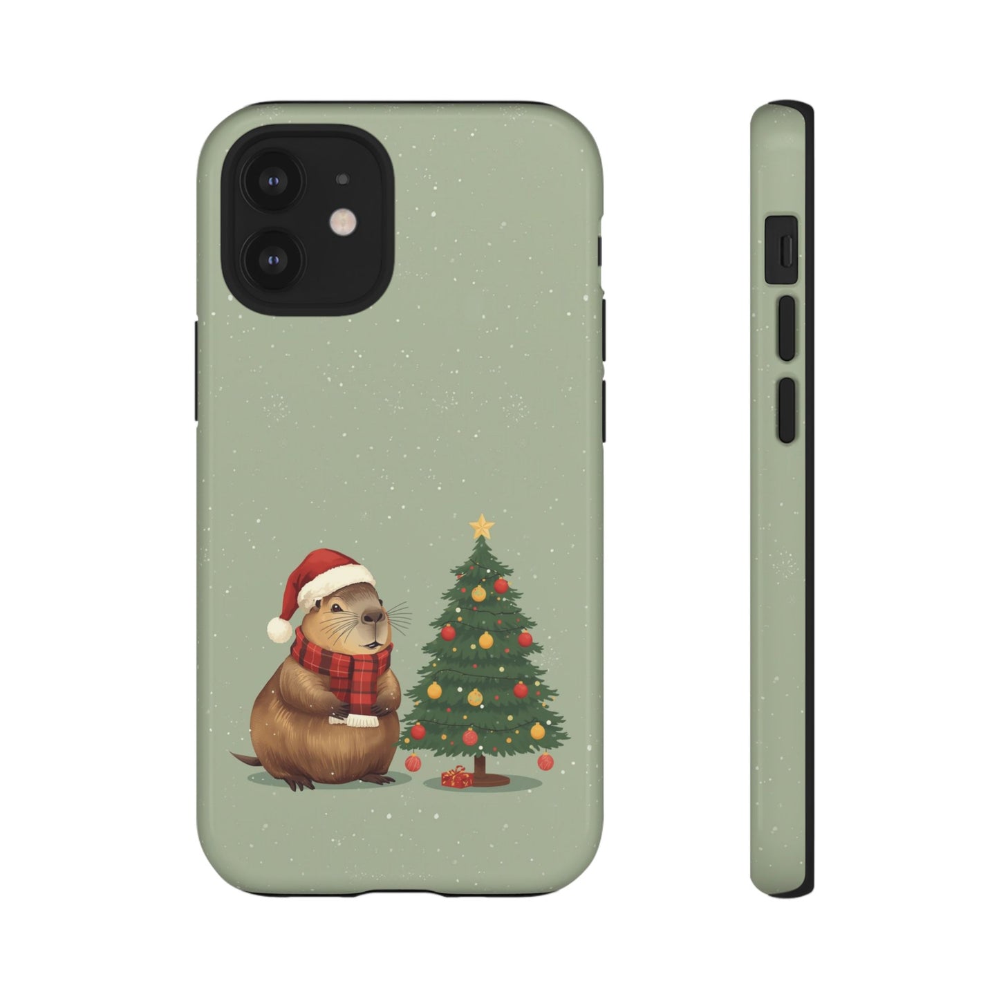 Christmas Phone Case with Capybara Design, Dual Layer Protective Case for Iphone 17, 16, 15, 14, 13 & Samsung