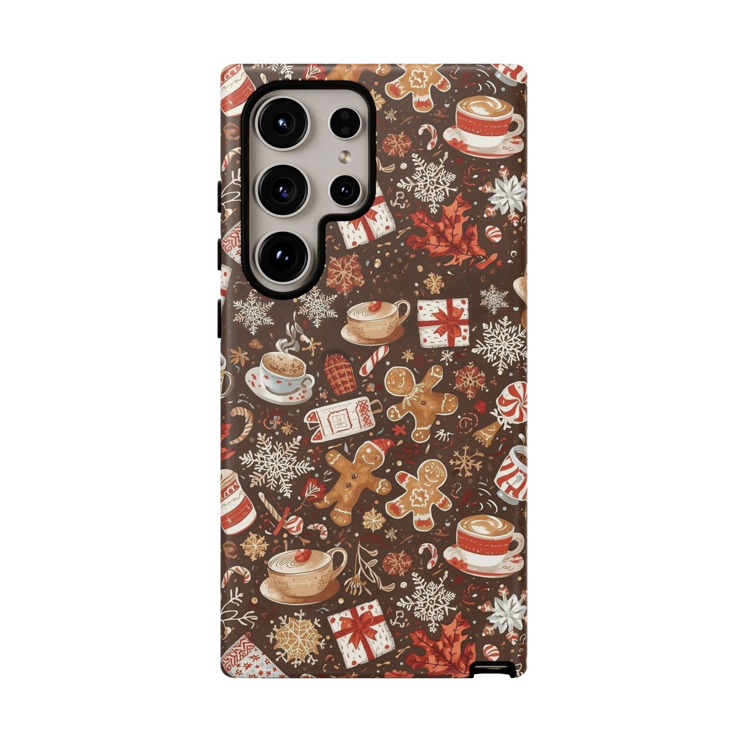 Christmas Phone Case, Festive Holiday Phone Case with Gingerbread and Cocoa Design for Iphone 17, 16, 15, 14, 13, 12, 11 & Samsung