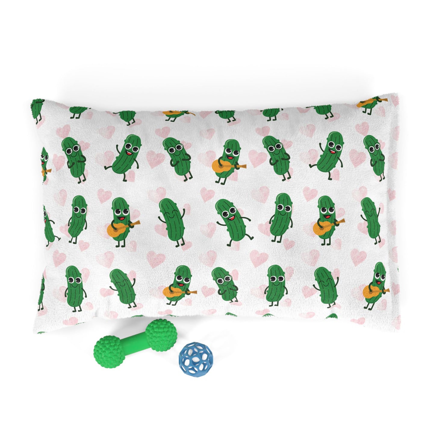 Pickle Pals Pet Bed — Cute Dancing Pickles with Hearts Dog & Cat Cushion