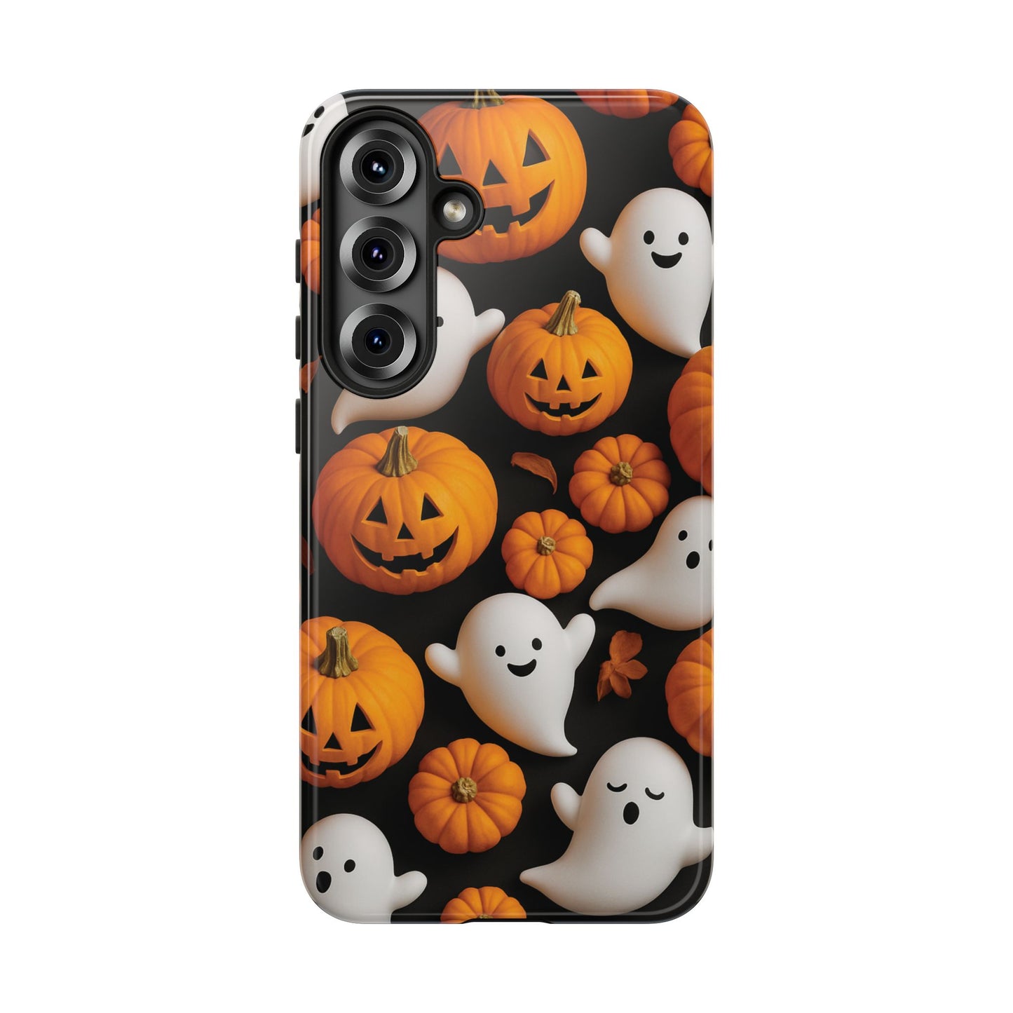 Halloween Phone Case, Spooky Ghosts and Pumpkins Design