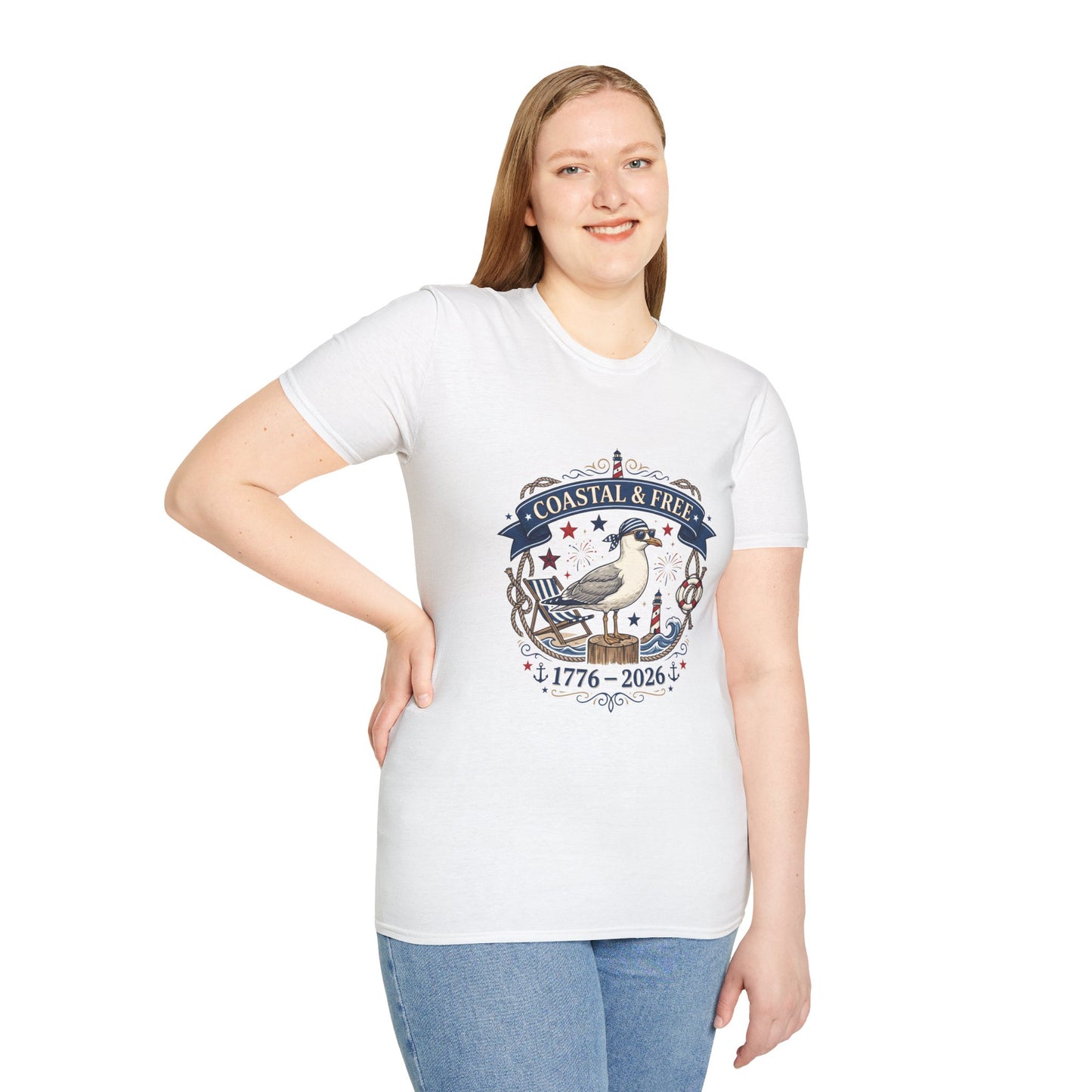 Coastal & Free Seagull T-Shirt — Patriotic 4th of July Tee