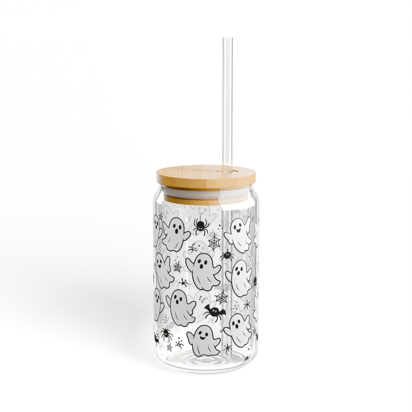 Ghostly Sipper Glass, 16oz - Cute Halloween Drinkware, Spooky Party Decor, Trick or Treat Cup