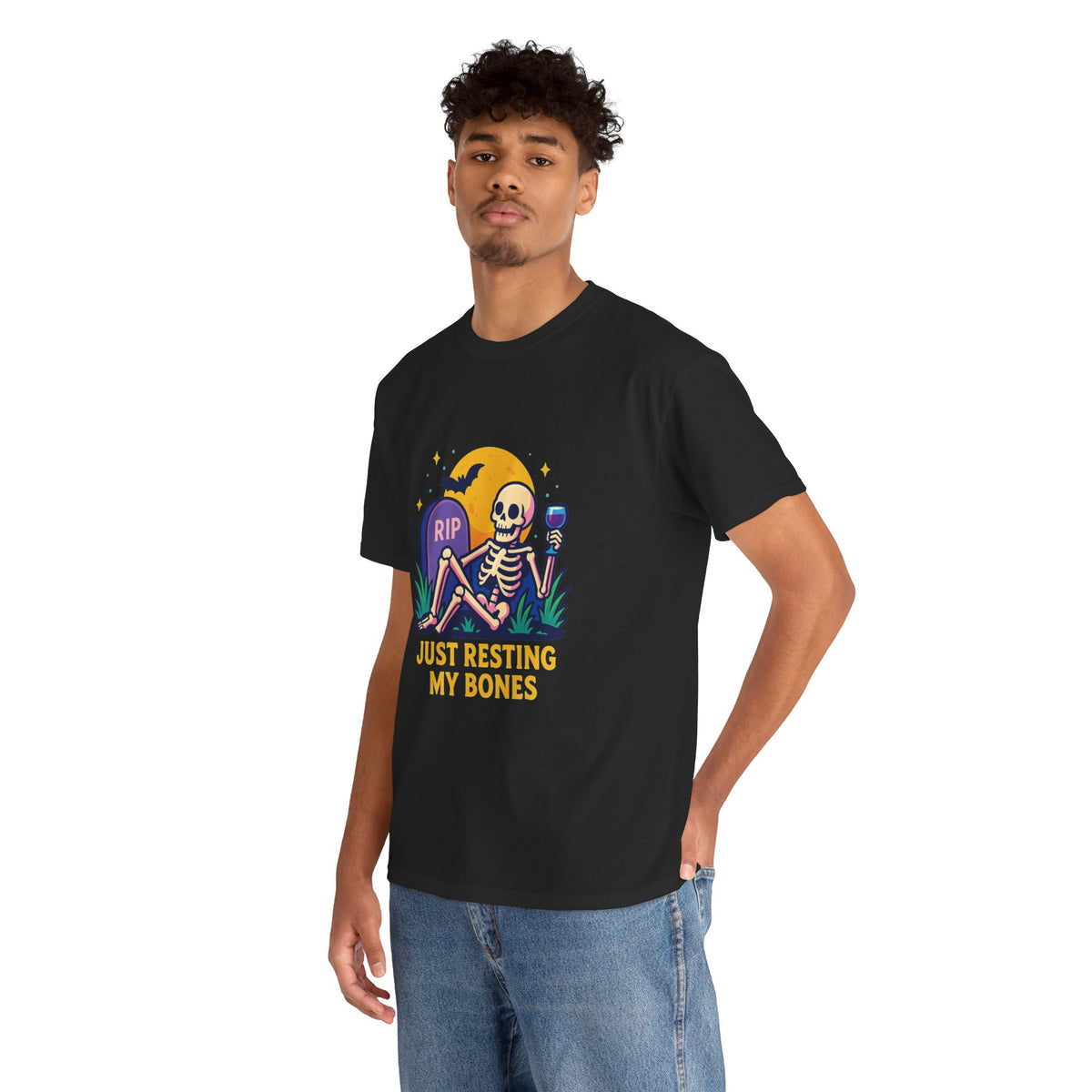 Skeleton Tee - Just Resting My Bones, Unisex Halloween Shirt