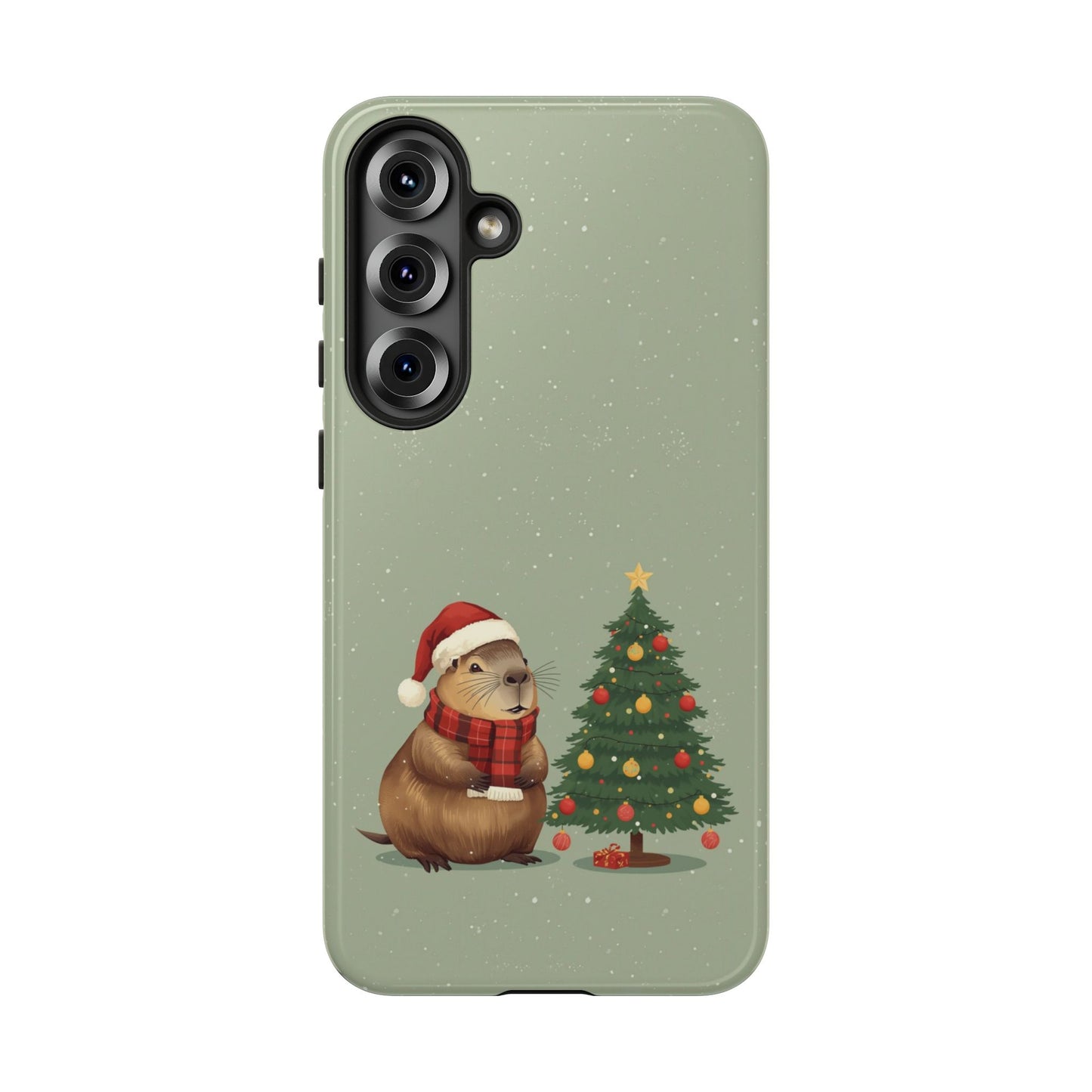 Christmas Phone Case with Capybara Design, Dual Layer Protective Case for Iphone 17, 16, 15, 14, 13 & Samsung
