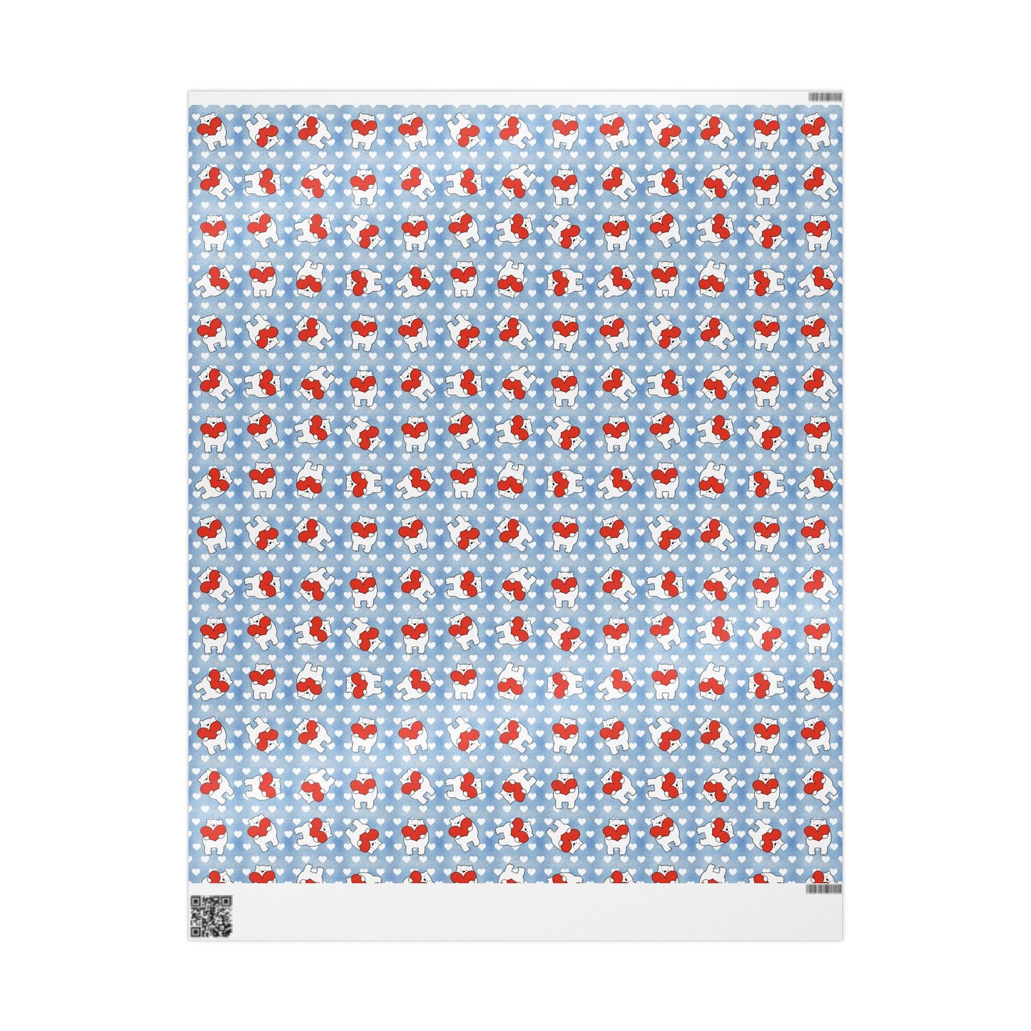 Valentine's Day Wrapping Paper — Cute Polar Bear Holding Heart Pattern (Valentine’s/Gift Wrap)