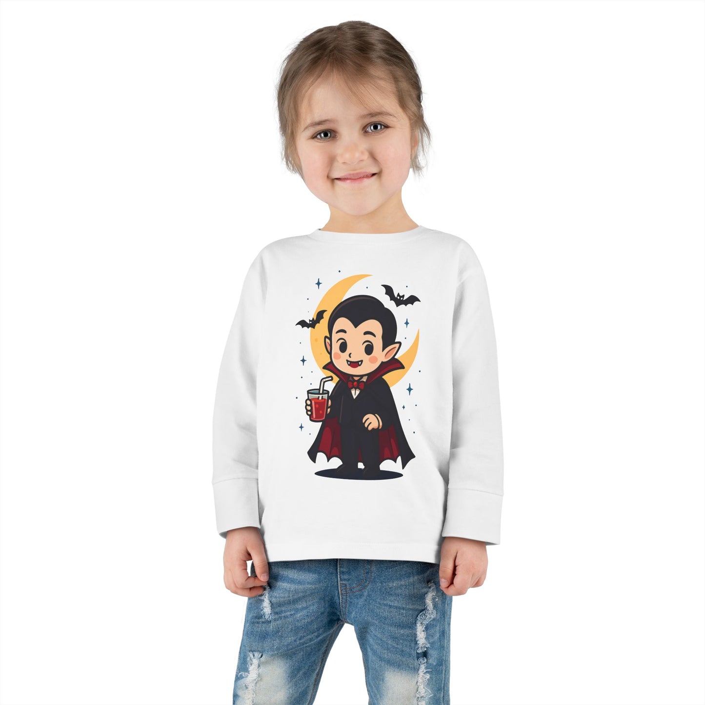 Toddler Halloween Tee, Cute Vampire Long Sleeve Shirt, Spooky Kids Apparel, Halloween Costume Top, Toddler Party Wear