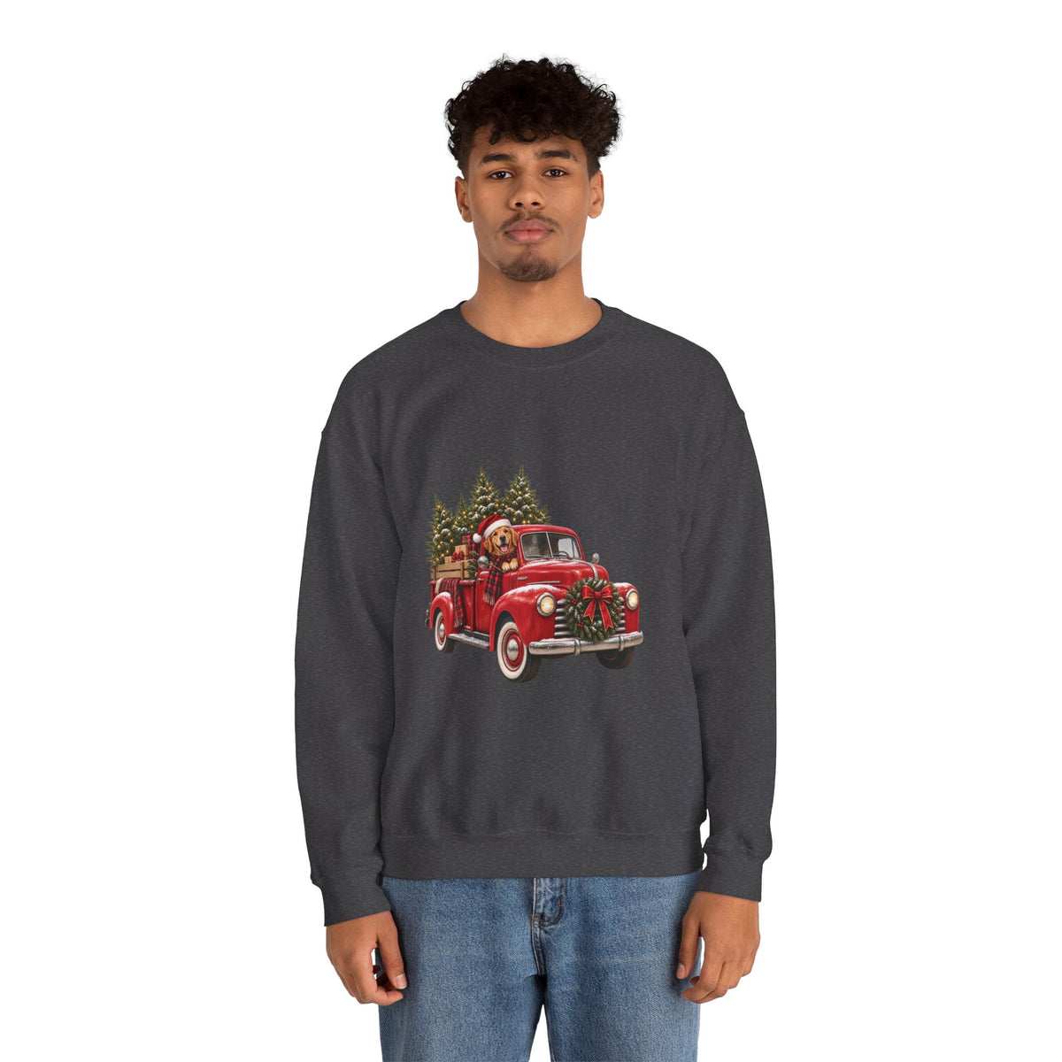 Vintage Red Truck Christmas Sweatshirt, Unisex Sweatshirt