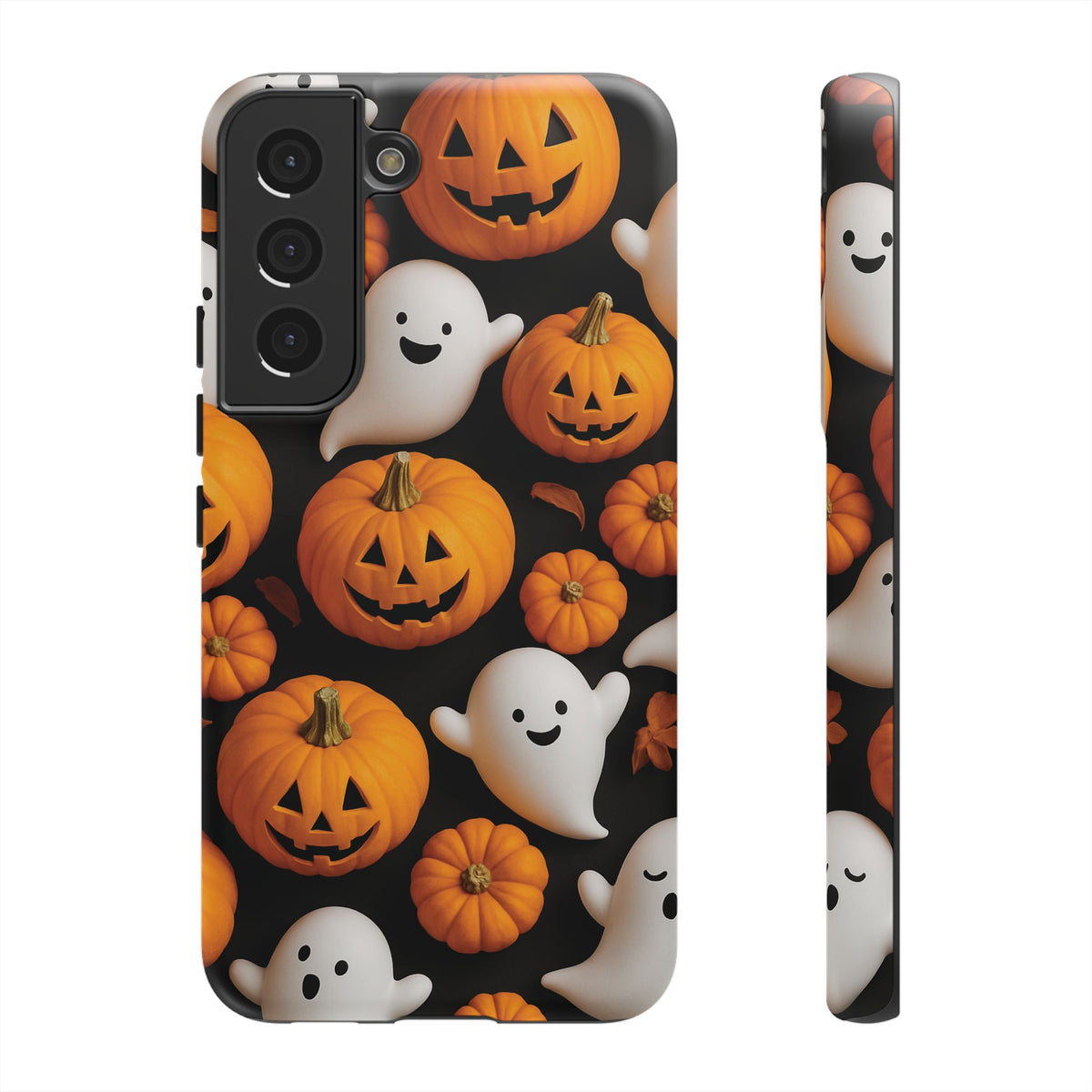 Halloween Phone Case, Spooky Ghosts and Pumpkins Design