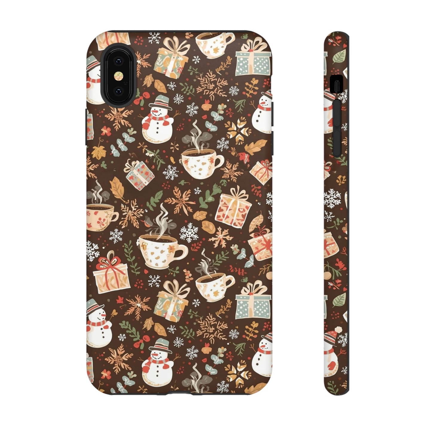 Christmas Phone Case, Winter Holiday Phone Case with Snowmen and Gifts Design for Iphone 17, 16, 15, 14, 13, 12, 11 & Samsung