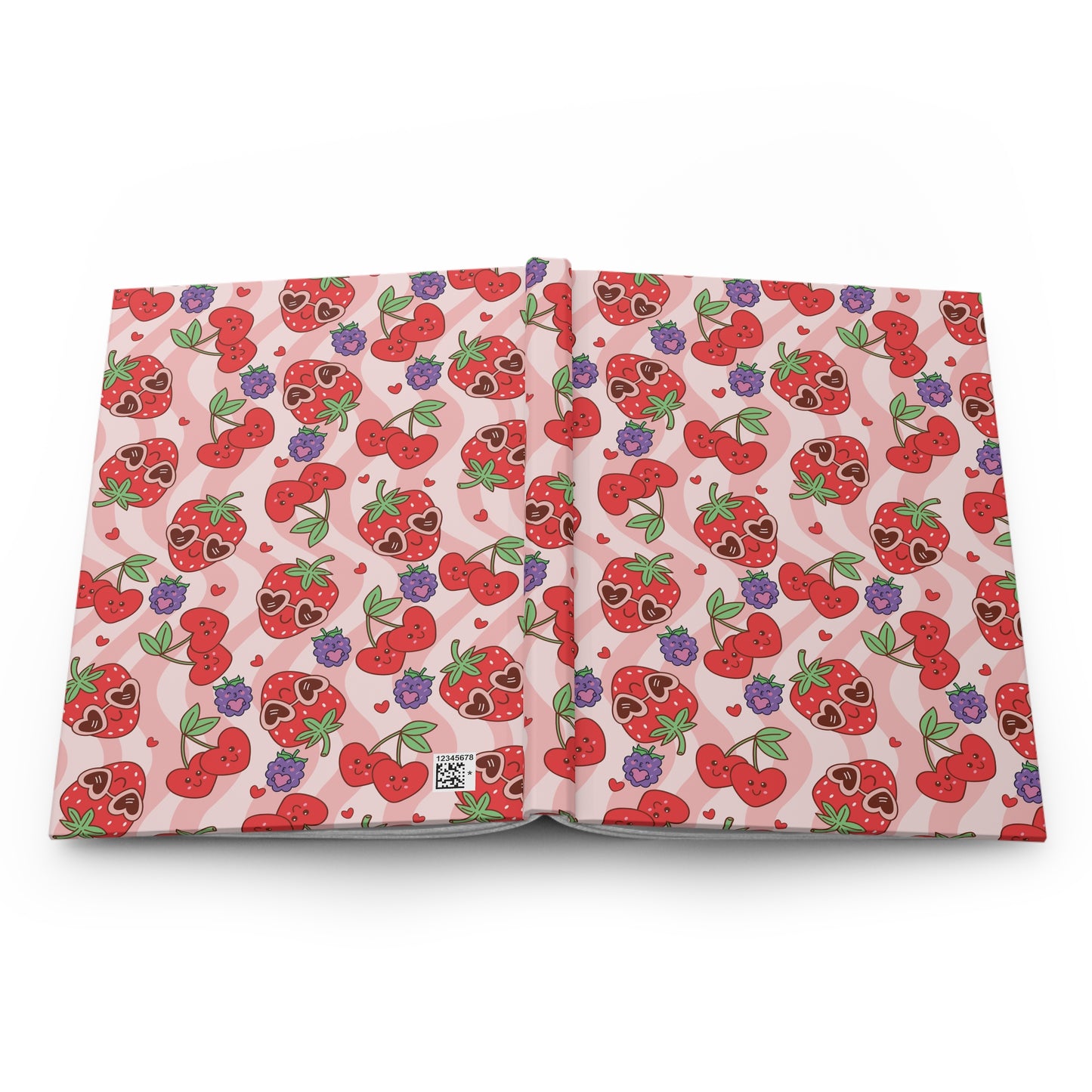 Strawberry & Cherry Hardcover Journal — Cute Pink Patterned Notebook for Notes, Journaling & Gifts