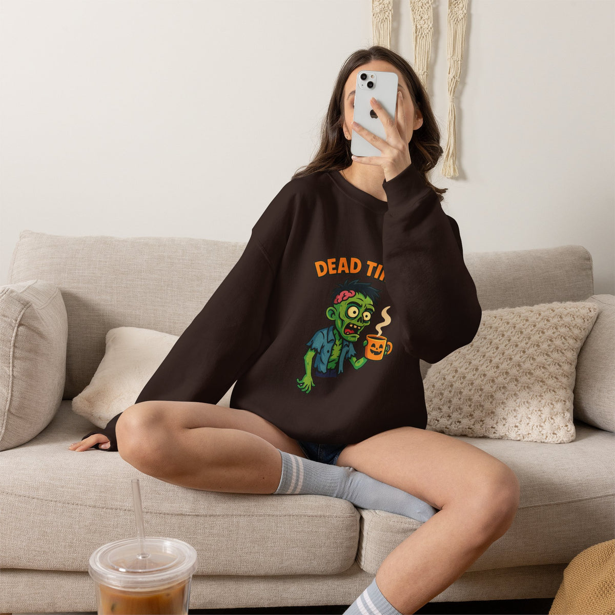 Dead Tired Zombie Sweatshirt, Funny Halloween Crewneck, Spooky Season Apparel