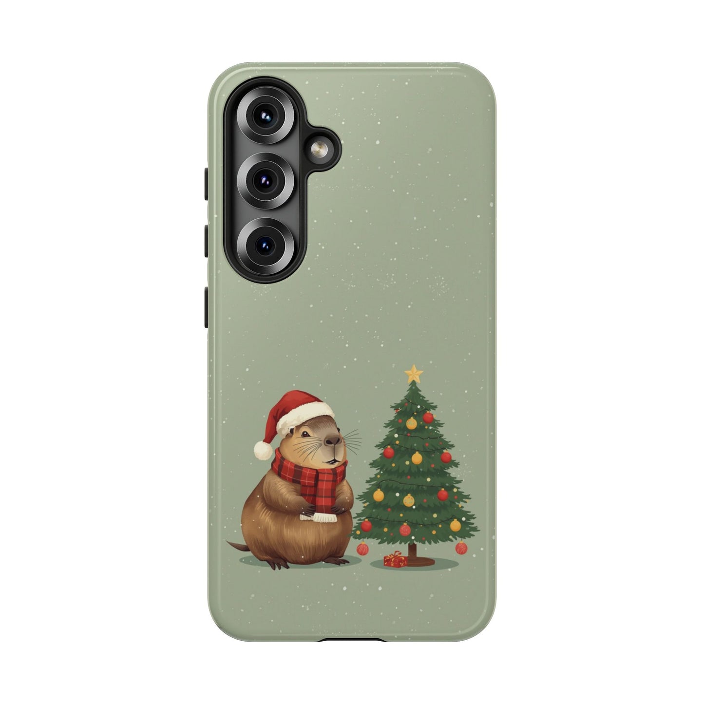 Christmas Phone Case with Capybara Design, Dual Layer Protective Case for Iphone 17, 16, 15, 14, 13 & Samsung