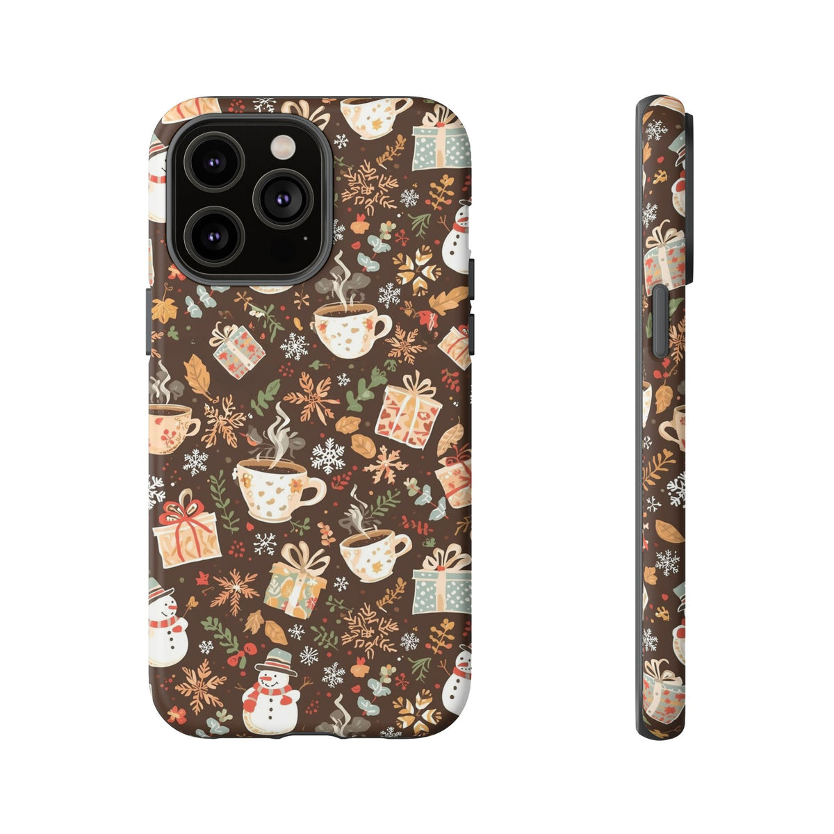 Christmas Phone Case, Winter Holiday Phone Case with Snowmen and Gifts Design for Iphone & Samsung