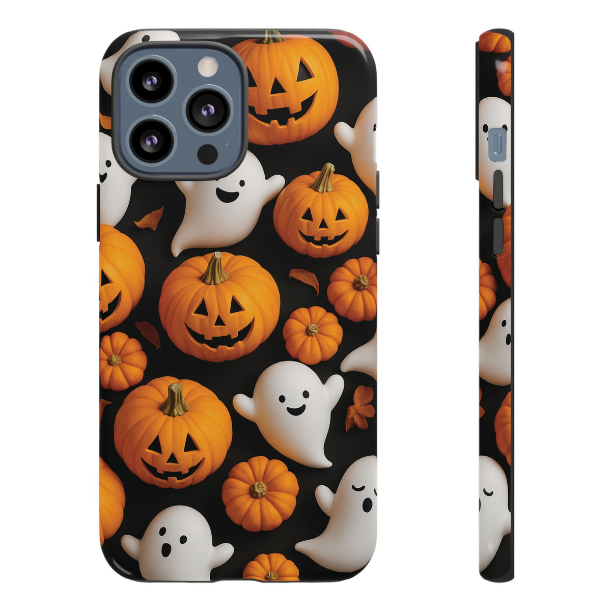 Halloween Phone Case, Spooky Ghosts and Pumpkins Design