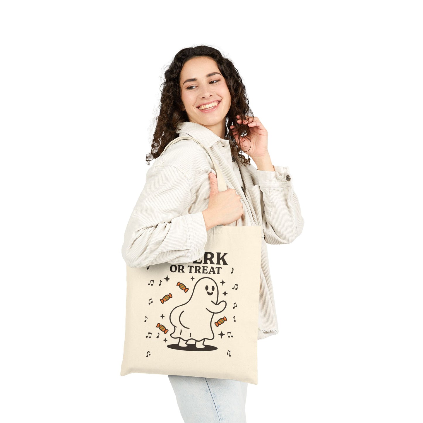 Funny Halloween Cotton Canvas Tote Bag - Twerk or Treat, Gift Bag