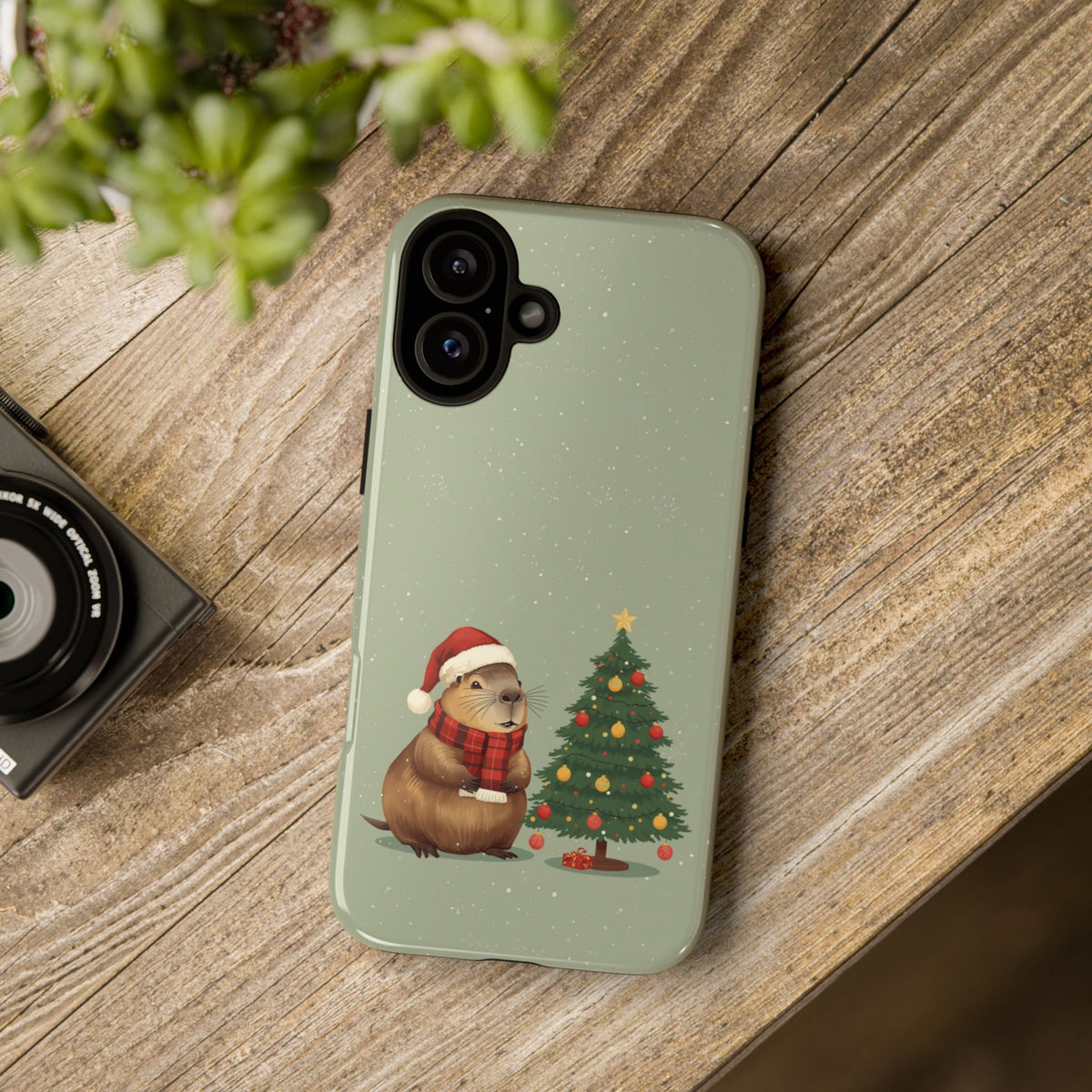 Christmas Phone Case with Capybara Design, Dual Layer Protective Case for Iphone & Samsung