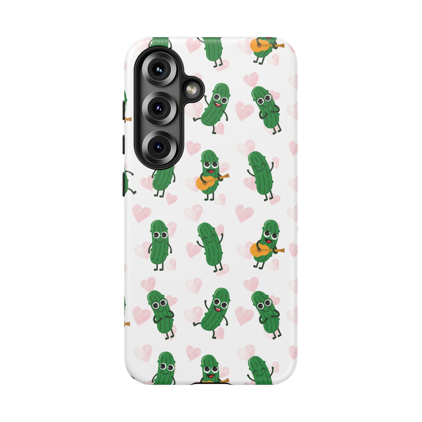 Pickle Pattern Phone Case — Cute Dancing Pickles with Hearts