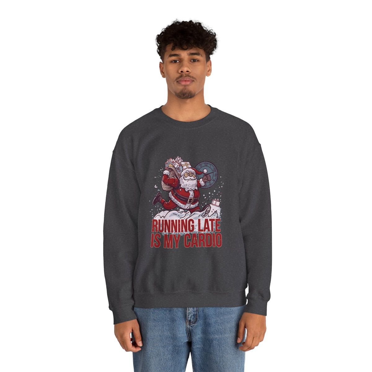 Santa Cardio Sweatshirt - Holiday Funny Gift, Christmas Apparel, Unisex Crewneck, Santa Workout