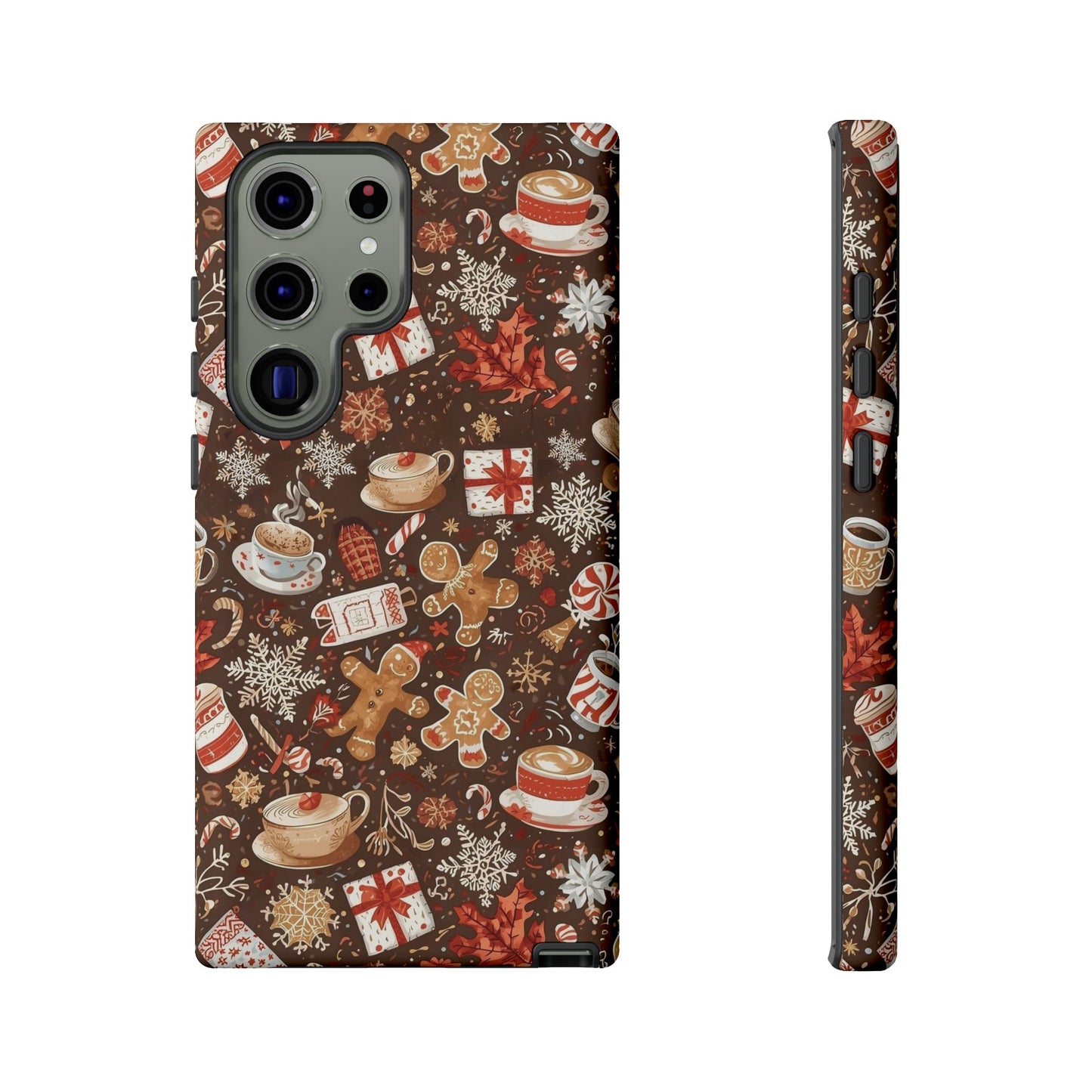 Christmas Phone Case, Festive Holiday Phone Case with Gingerbread and Cocoa Design for Iphone 17, 16, 15, 14, 13, 12, 11 & Samsung