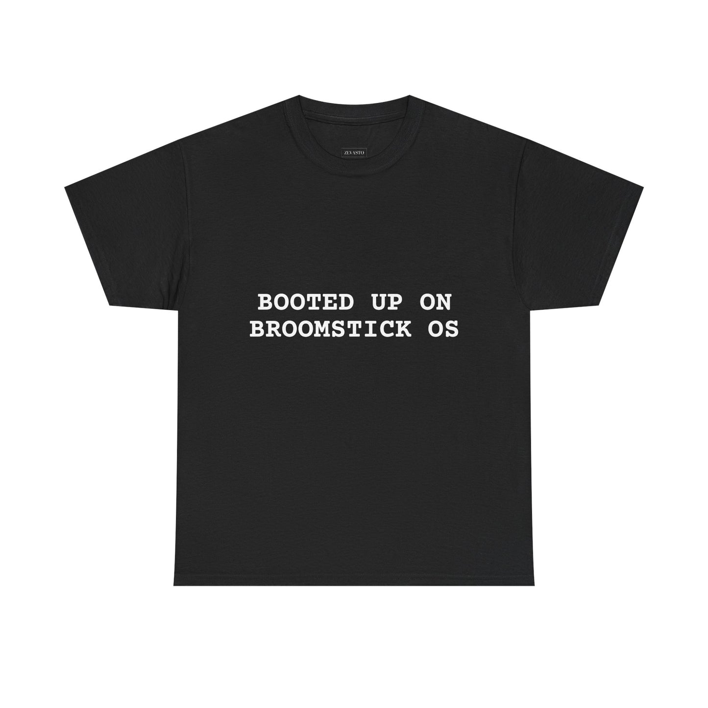 Broomstick OS Tee, Funny Graphic Tee for Tech Lovers, Unisex Cotton T-Shirt