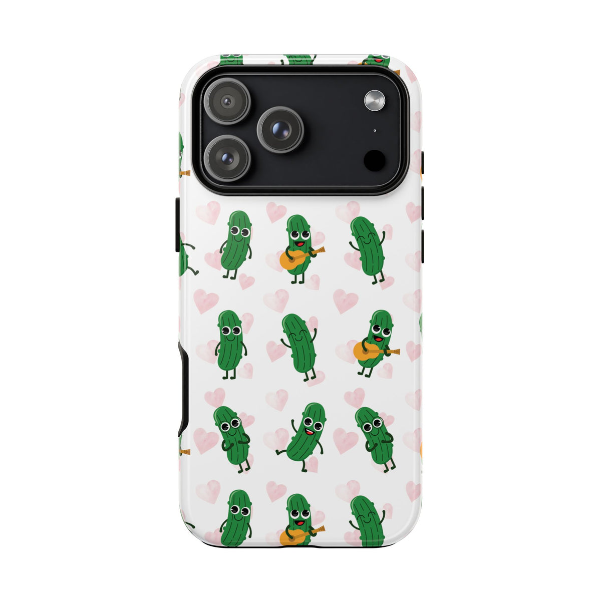 Pickle Pattern Phone Case — Cute Dancing Pickles with Hearts