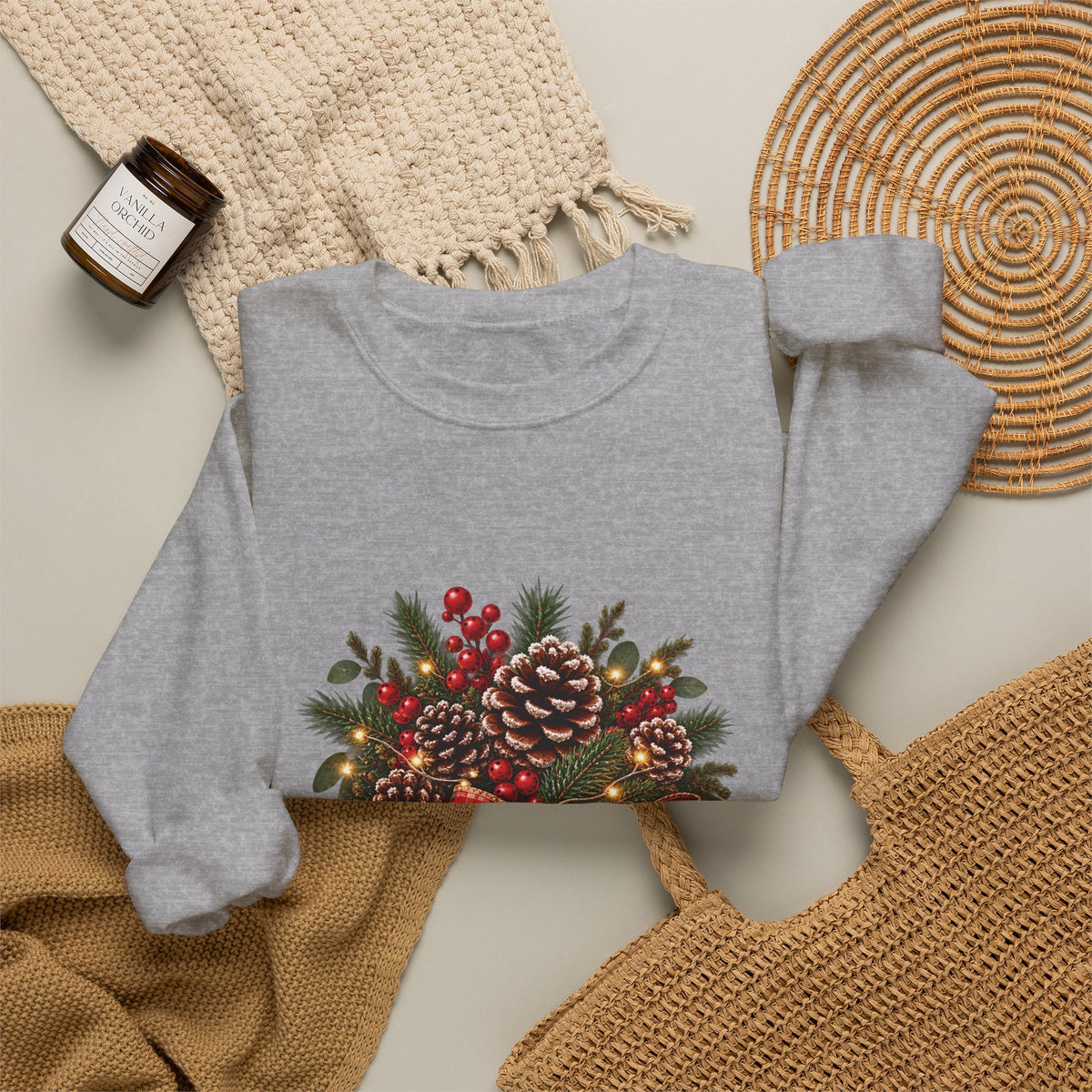Christmas Pinecone Basket Crewneck Sweatshirt
