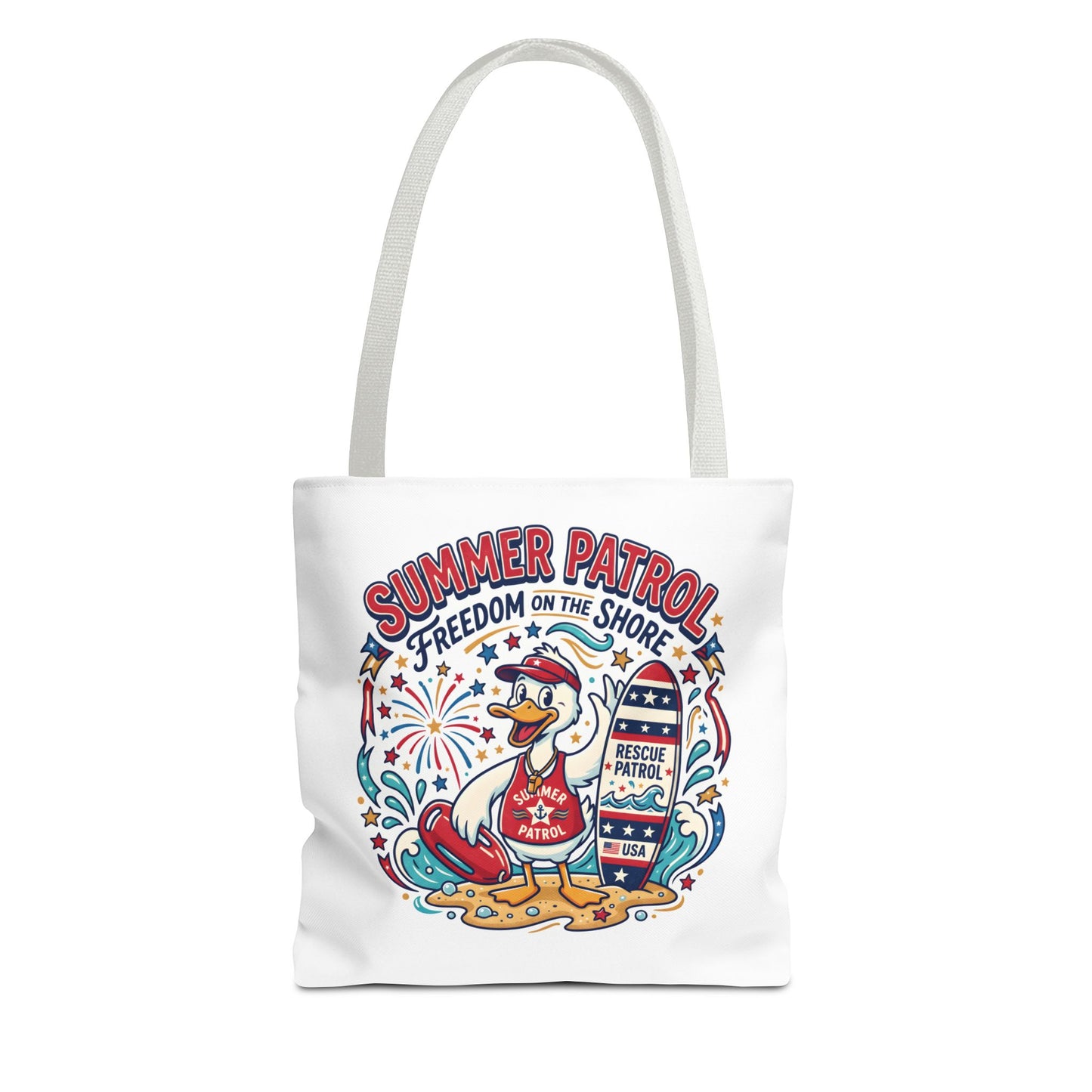 Summer Patrol Beach Tote Bag – 'Freedom on the Shore' Patriotic Design, 4th of July Gift