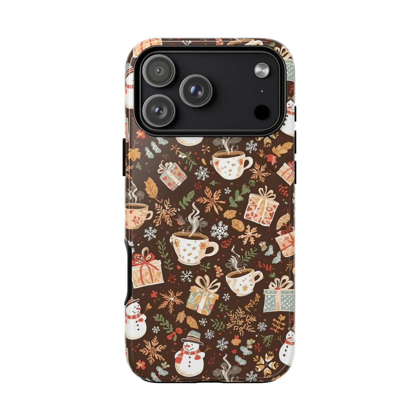 Christmas Phone Case, Winter Holiday Phone Case with Snowmen and Gifts Design for Iphone 17, 16, 15, 14, 13, 12, 11 & Samsung