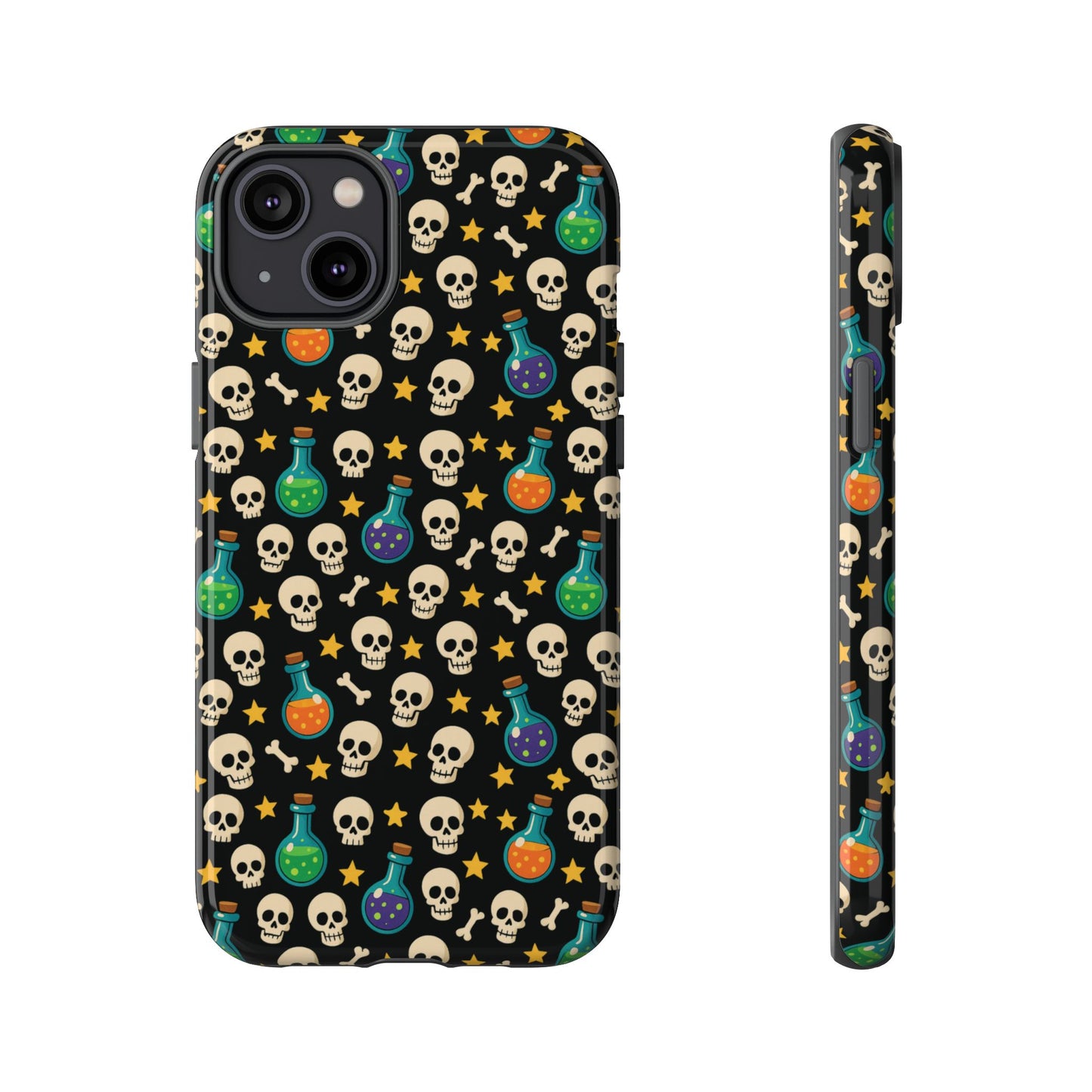 Skull & Potion Phone Case, Trendy Cell Phone Cover, Halloween Gift, Gothic Phone Accessory, Spooky Style Case, Tough Cases