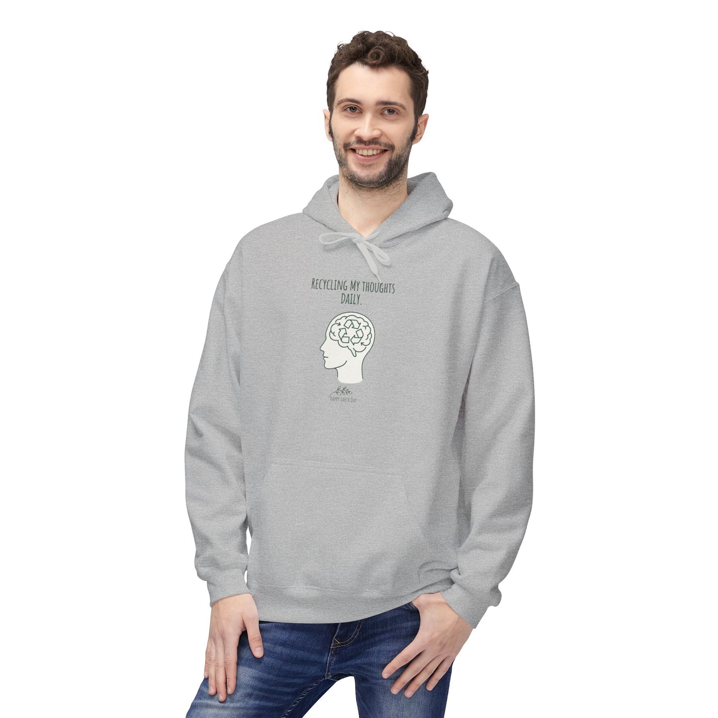 Recycling My Thoughts Daily Hoodie – Earth Day Mental Health Sweatshirt | Eco Mindfulness Unisex Hoodie | Minimal Green Aesthetic