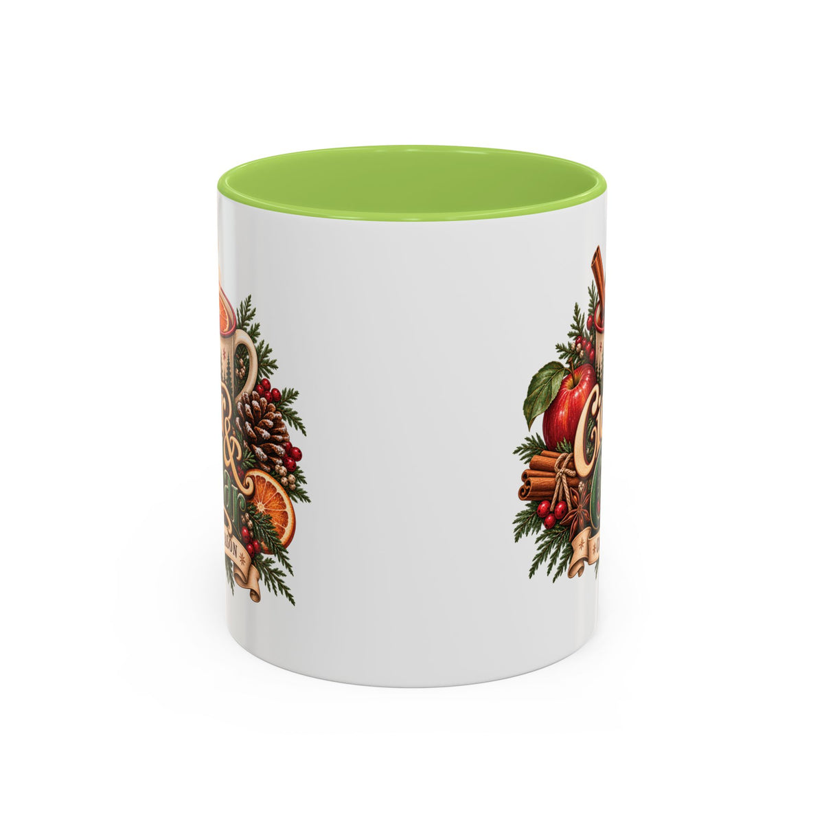 Cider & Cedar Accent Coffee Mug — Cozy Fall Hot Drink Gift (11 oz)