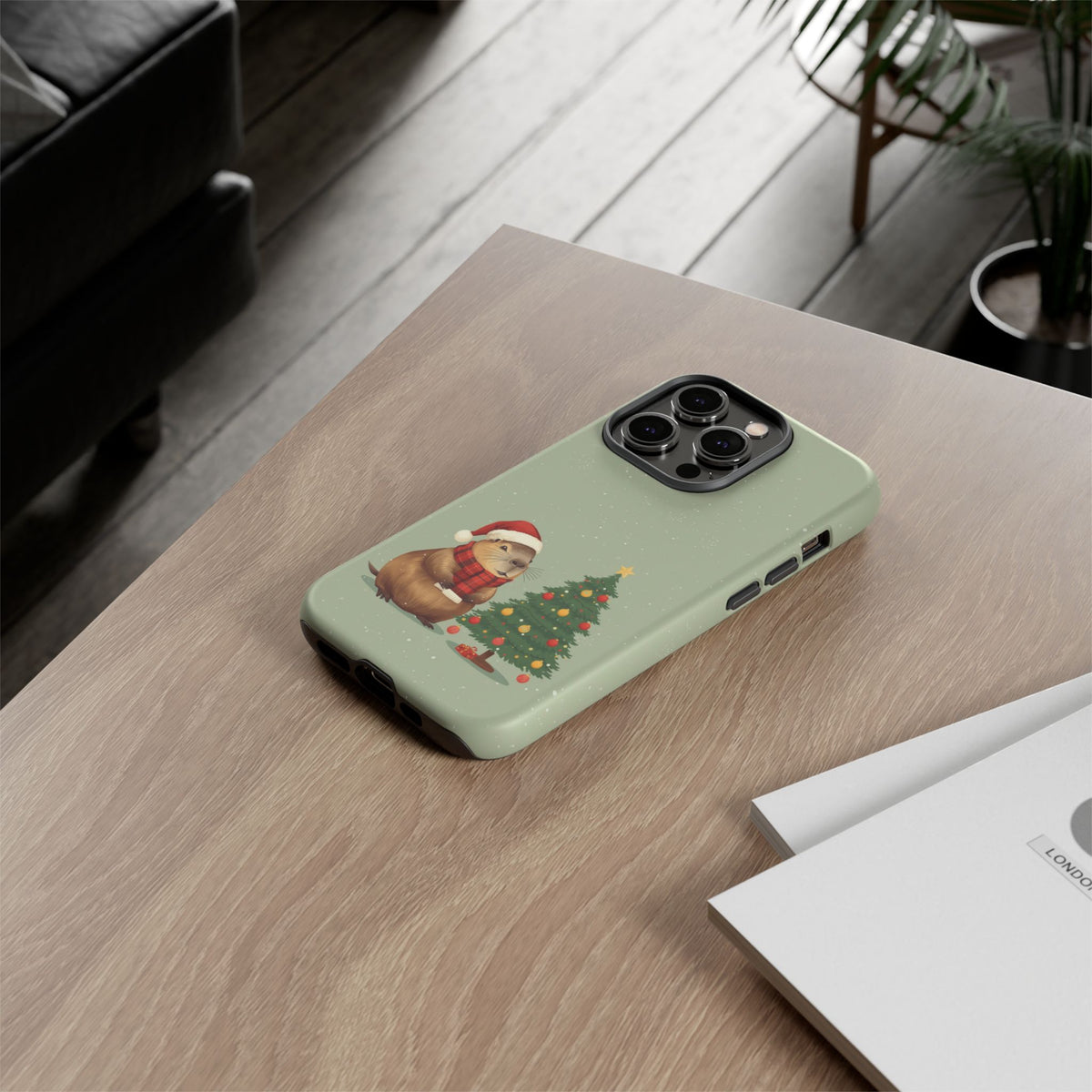 Christmas Phone Case with Capybara Design, Dual Layer Protective Case for Iphone & Samsung