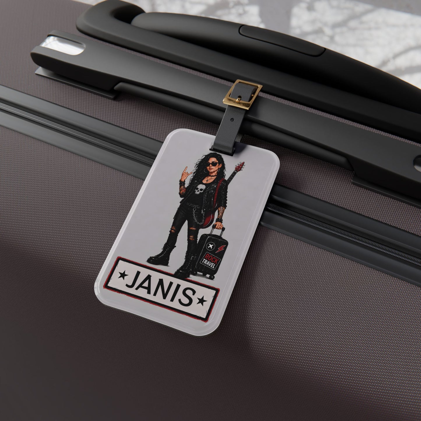 Rocker Design Personalized Luggage Tag — Custom NameTraveler ID