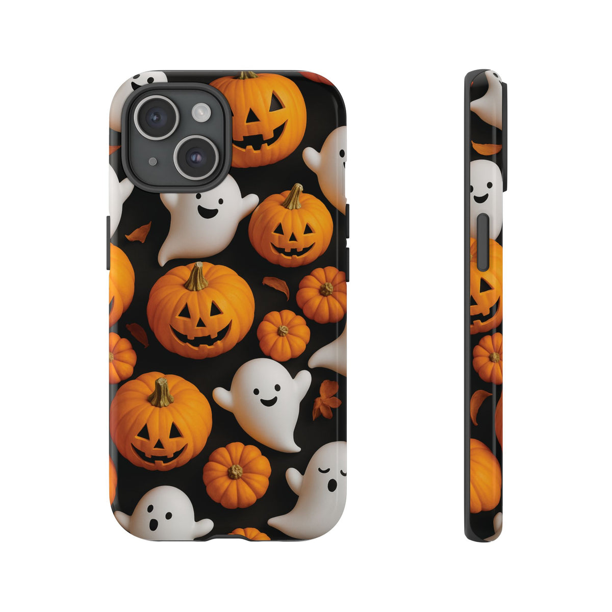 Halloween Phone Case, Spooky Ghosts and Pumpkins Design