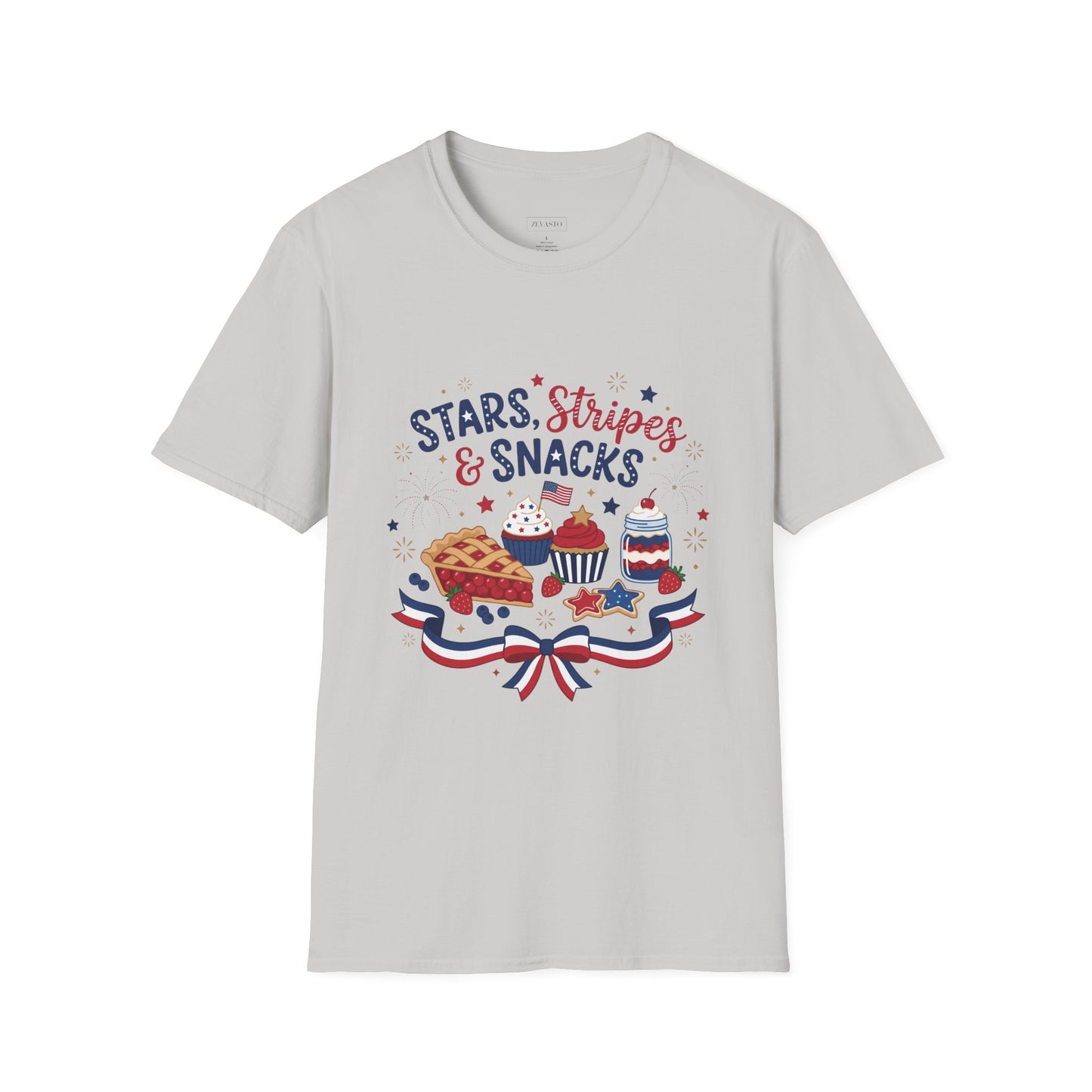 Stars, Stripes & Snacks T-Shirt — 4th of July Patriotic Dessert Tee