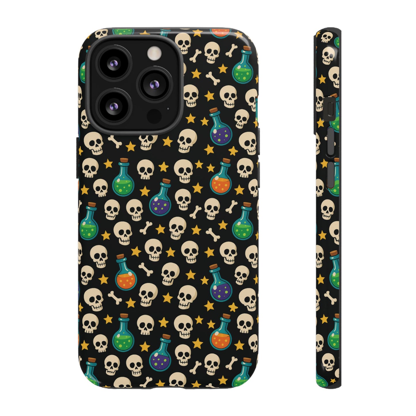 Skull & Potion Phone Case, Trendy Cell Phone Cover, Halloween Gift, Gothic Phone Accessory, Spooky Style Case, Tough Cases