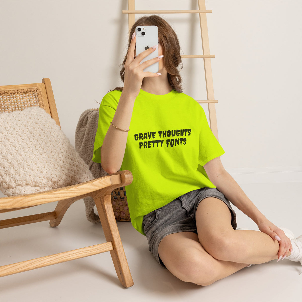 Grave Thoughts Pretty Fonts Tee | Unisex Heavy Cotton T-Shirt for Spooky Season