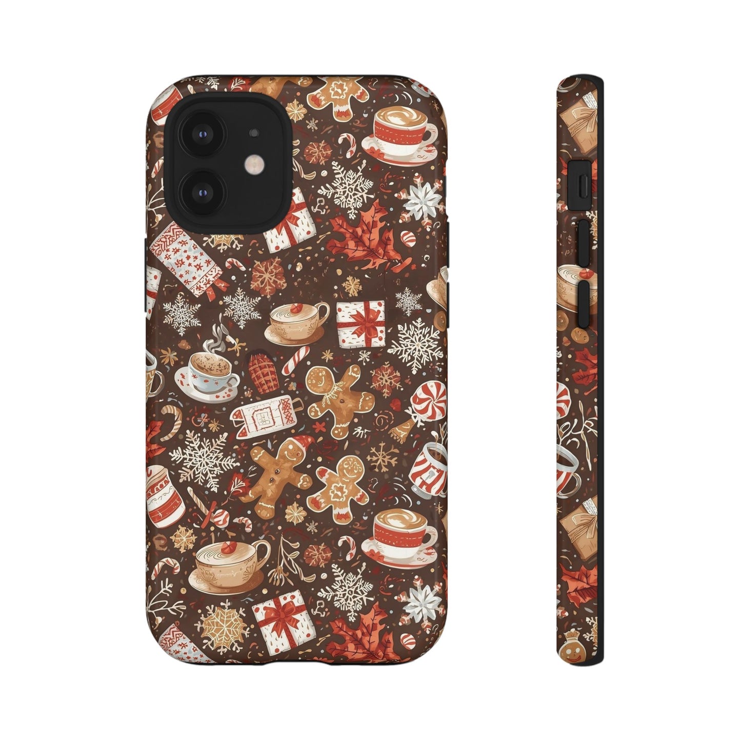 Christmas Phone Case, Festive Holiday Phone Case with Gingerbread and Cocoa Design for Iphone 17, 16, 15, 14, 13, 12, 11 & Samsung