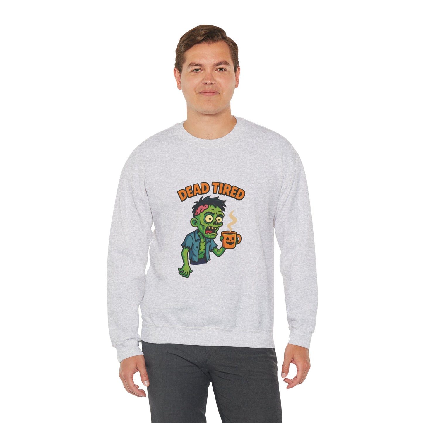 Dead Tired Zombie Sweatshirt, Funny Halloween Crewneck, Spooky Season Apparel