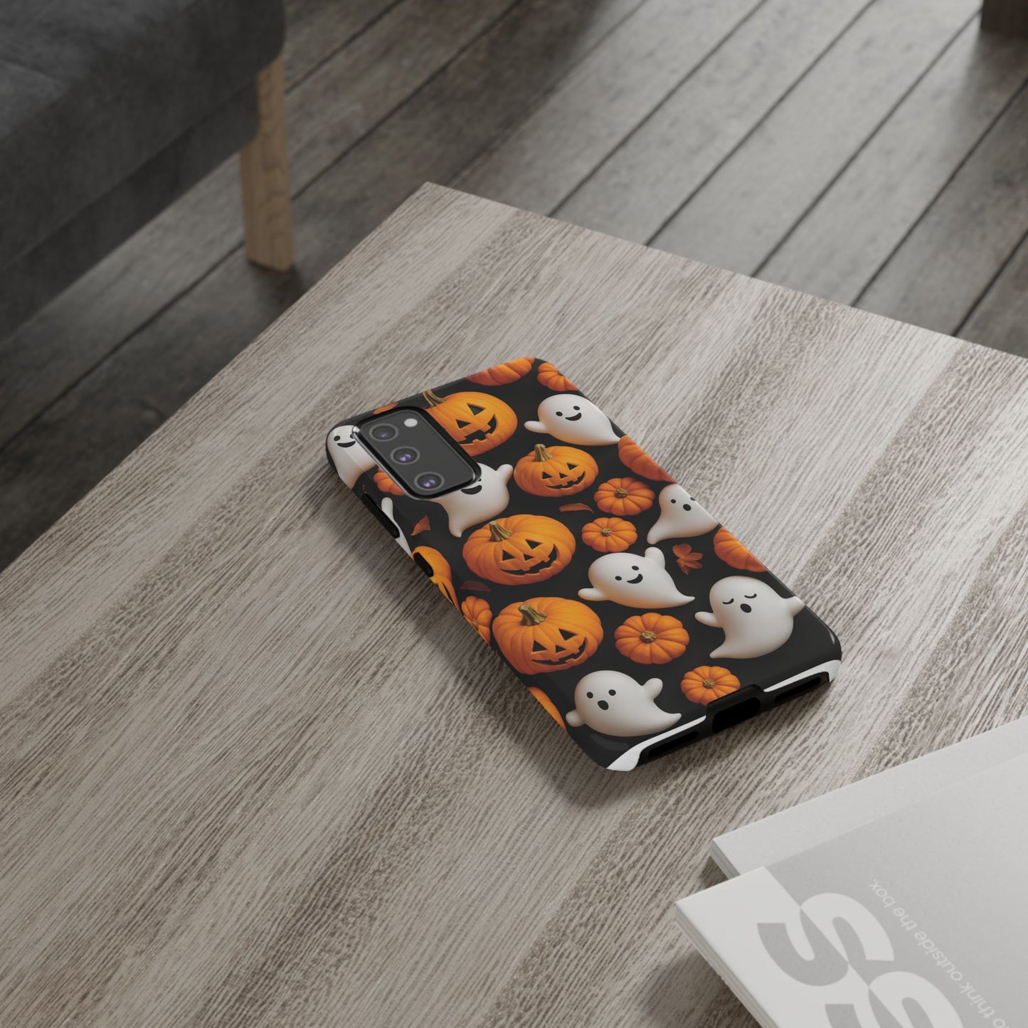 Halloween Phone Case, Spooky Ghosts and Pumpkins Design