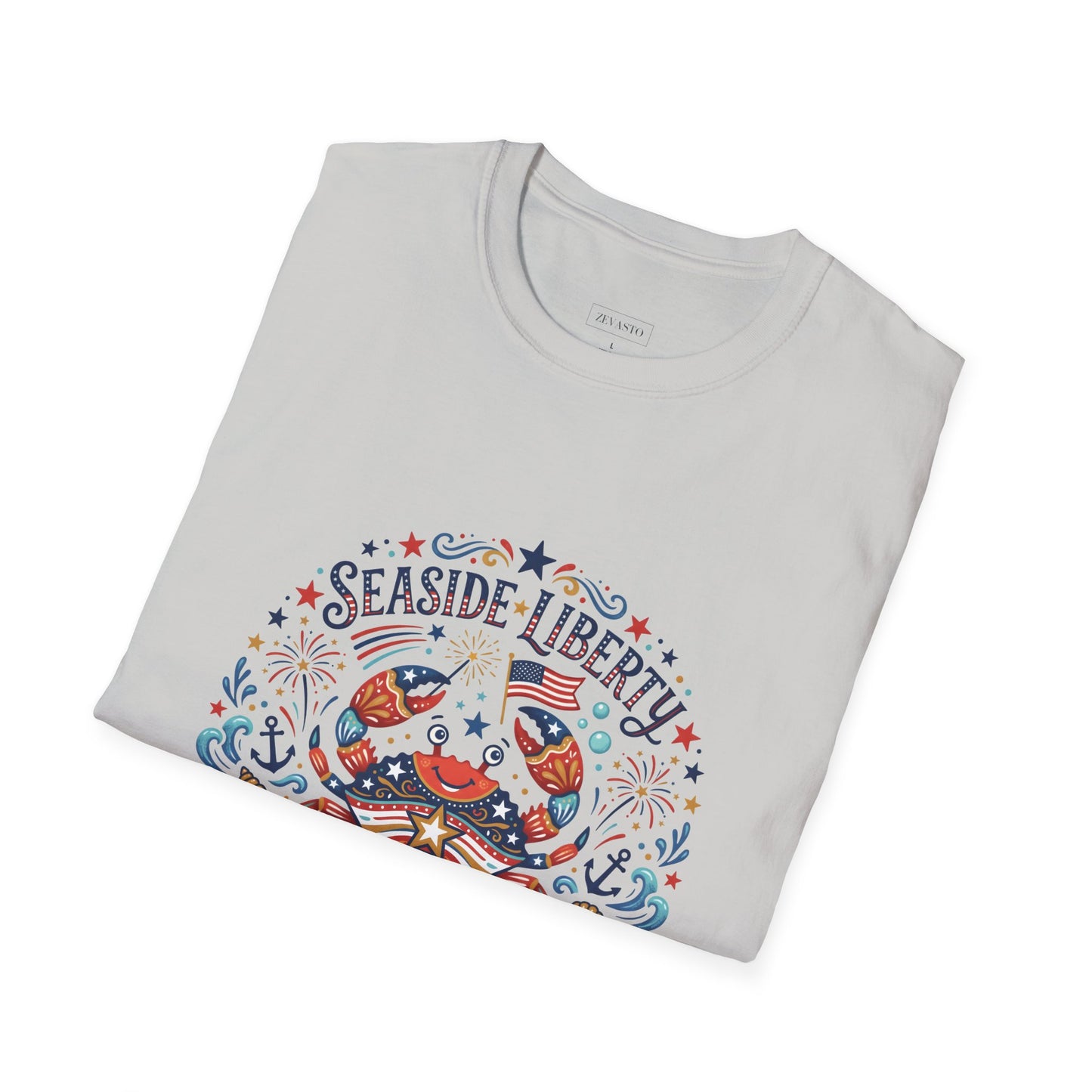Seaside Liberty Crab T-Shirt — 4th of July Patriotic Summer Beach Tee
