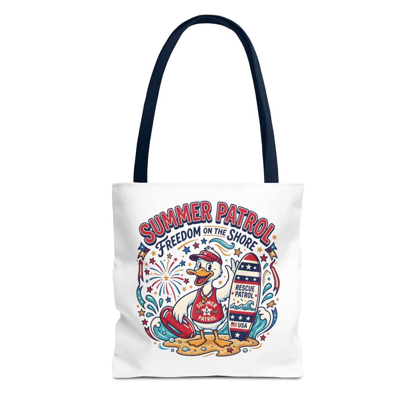 Summer Patrol Beach Tote Bag – 'Freedom on the Shore' Patriotic Design, 4th of July Gift