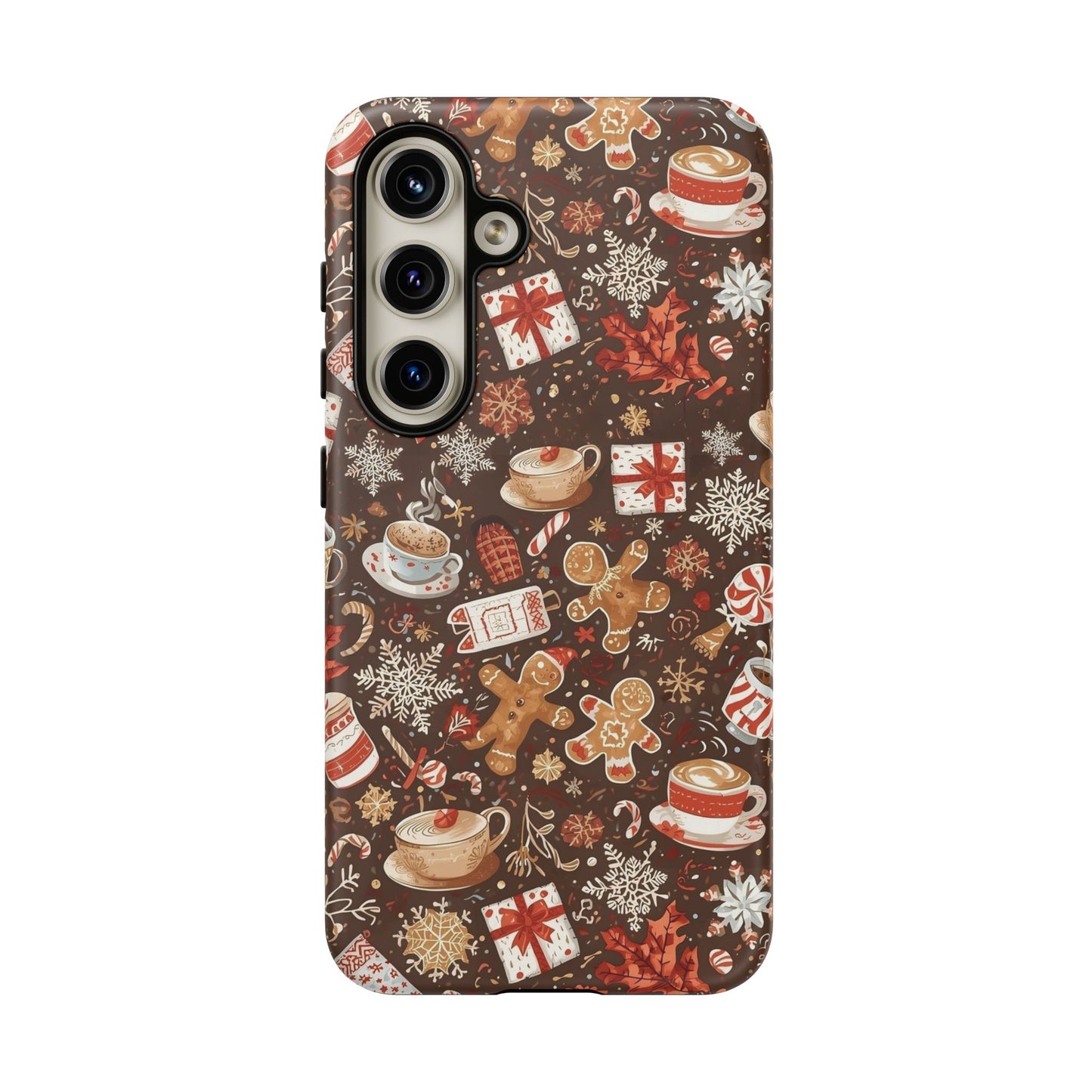 Christmas Phone Case, Festive Holiday Phone Case with Gingerbread and Cocoa Design for Iphone 17, 16, 15, 14, 13, 12, 11 & Samsung