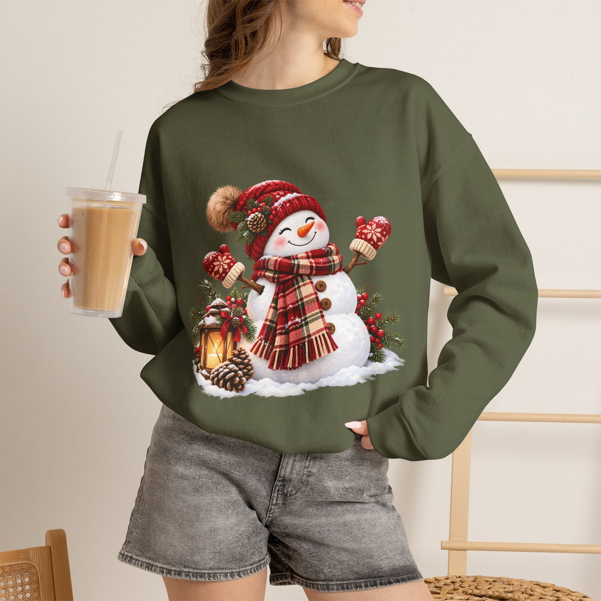 Snowman Holiday Sweatshirt - Cozy Christmas Unisex Sweatshirt