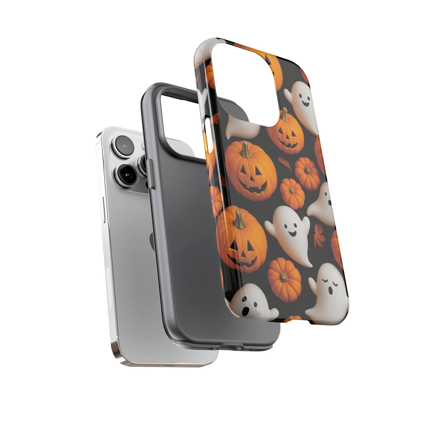 Halloween Phone Case, Spooky Ghosts and Pumpkins Design