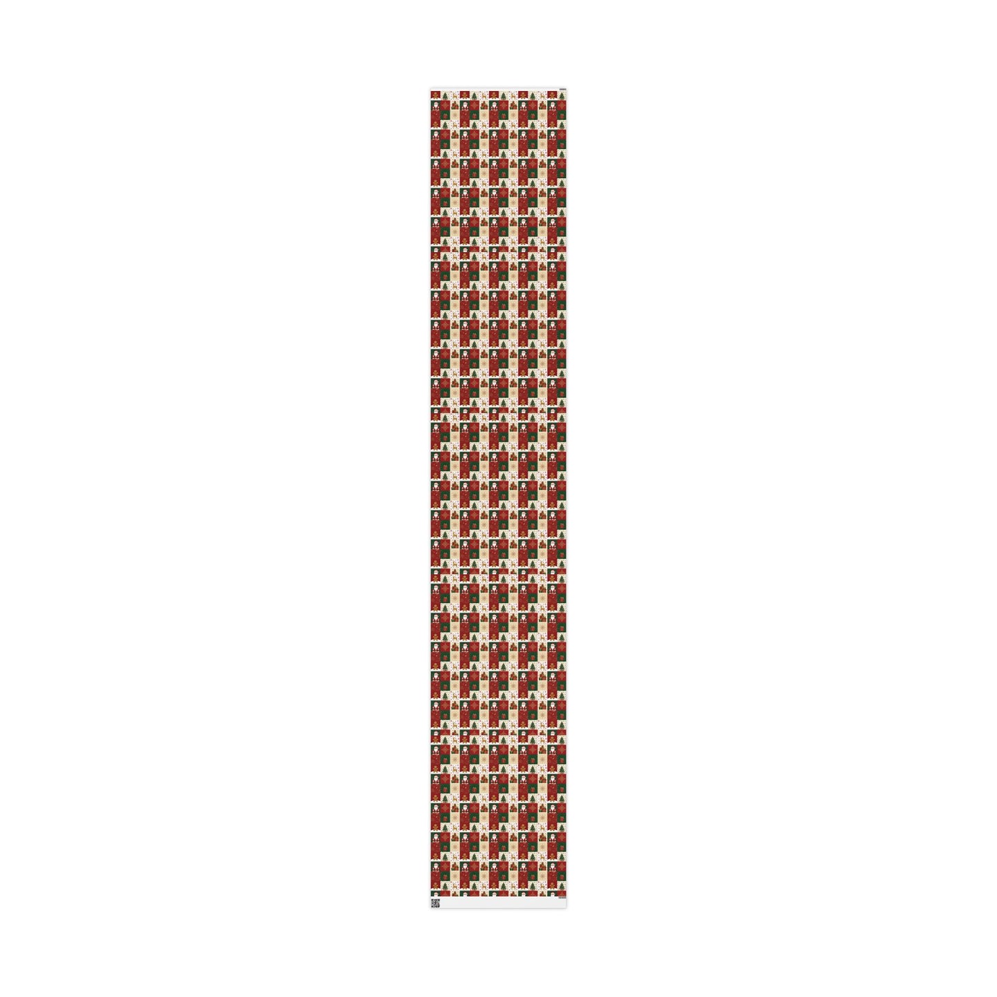 Christmas Patchwork Wrapping Paper Roll — Gingerbread, Trees & Red Green Christmas Pattern
