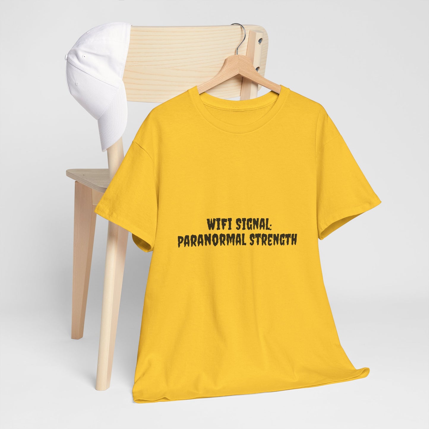 Paranormal Strength Tee, Unisex Heavy Cotton Tee, Funny Wifi Signal T-Shirt, Humor Apparel