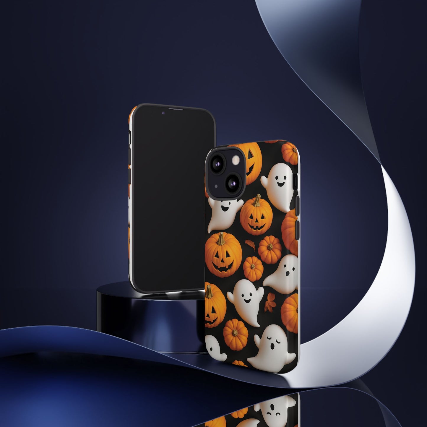 Halloween Phone Case, Spooky Ghosts and Pumpkins Design