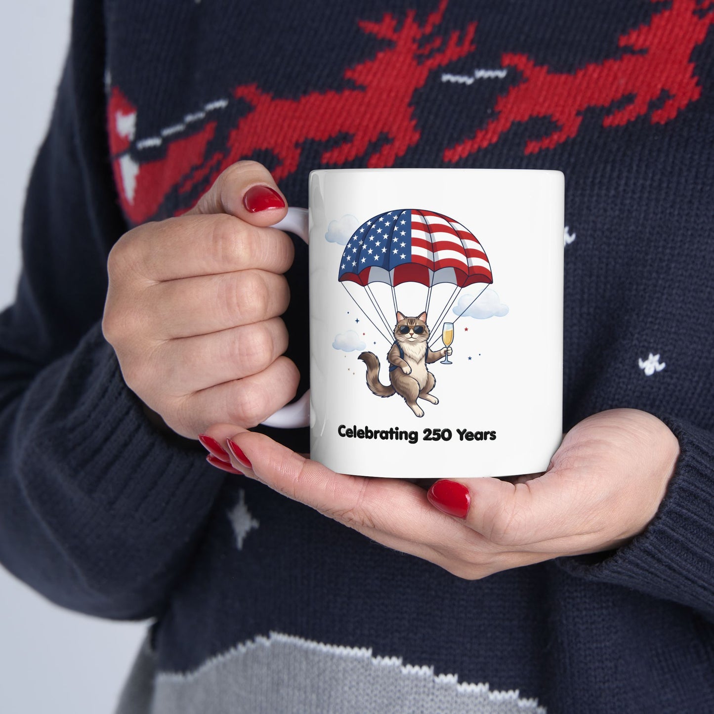 Patriotic Cat Ceramic Mug
