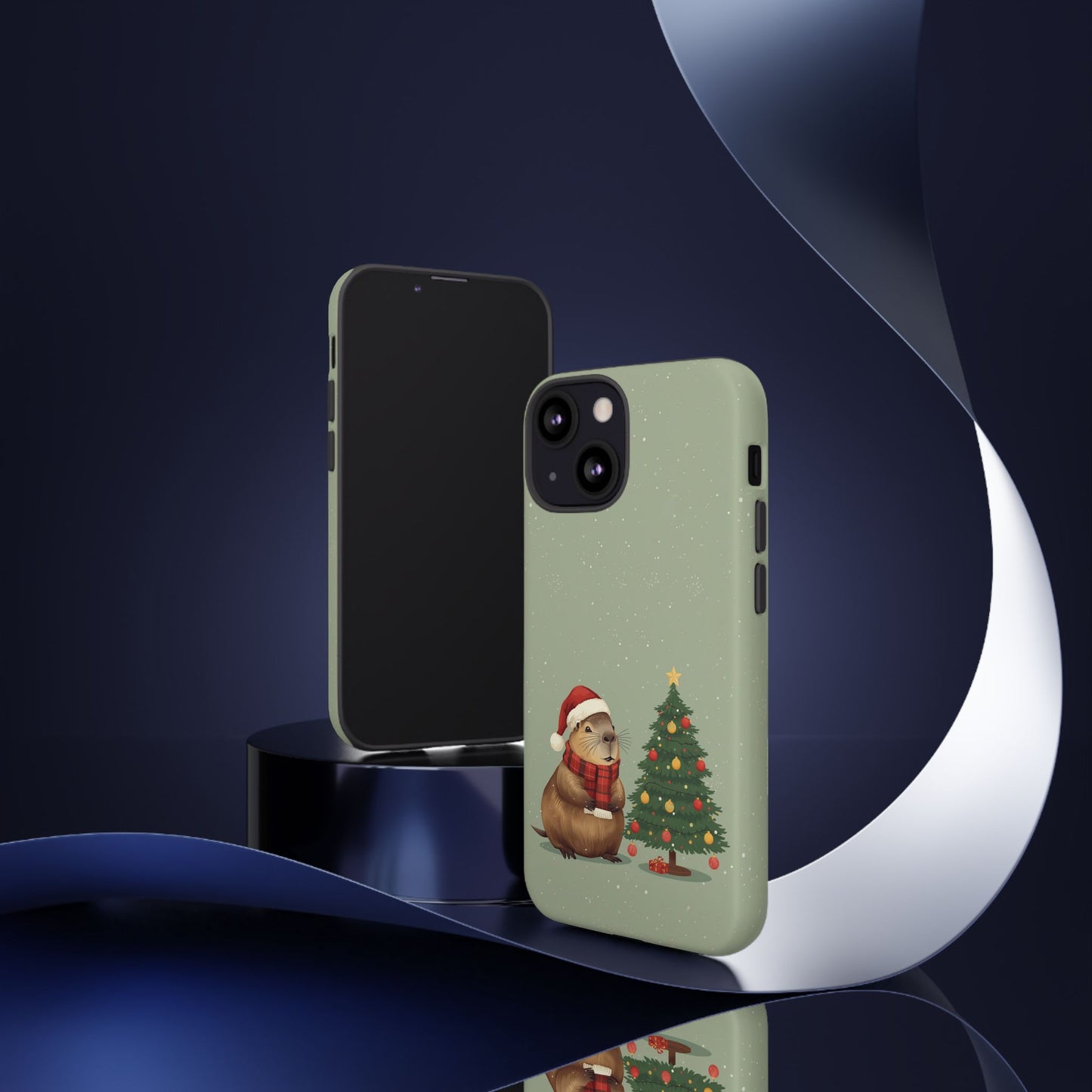 Christmas Phone Case with Capybara Design, Dual Layer Protective Case for Iphone 17, 16, 15, 14, 13 & Samsung